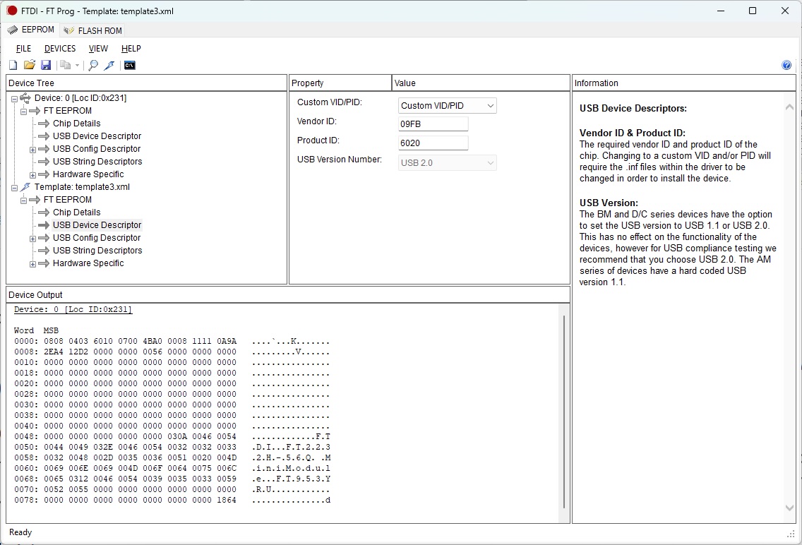 FTDI FT_PROG Utility with FT2232H Mini Module