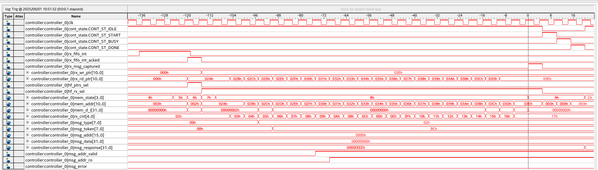Signal Tap: Controller Message Read via LAN