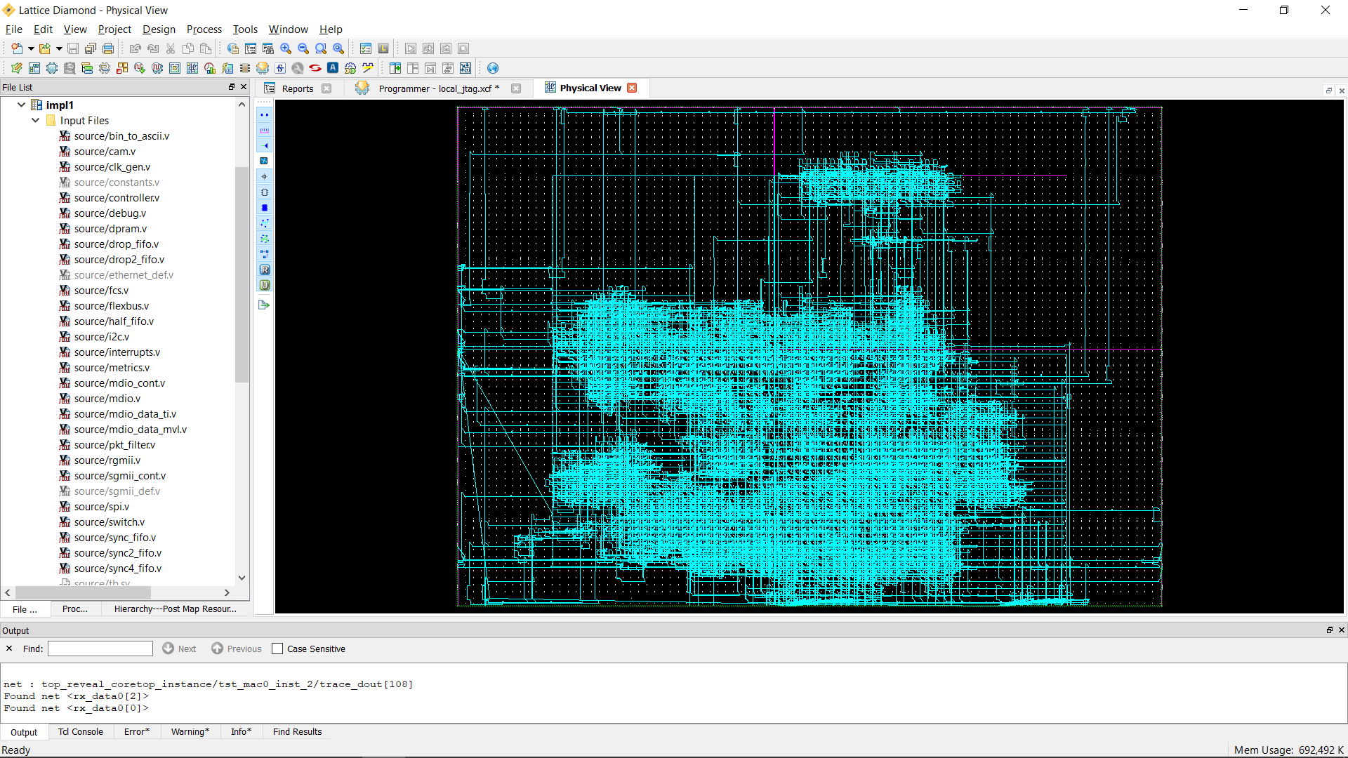 Diamond IDE showing Physical Viewer